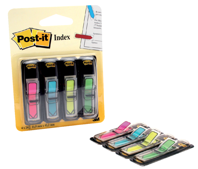 Index tabs Post-it 684 12x43mm arrow neon assorted 96 tabs
