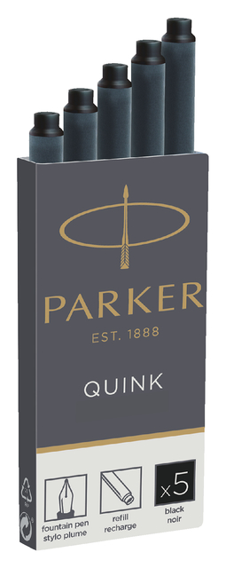 Inktpatroon Parker Quink permanent zwart pak à 5 stuk