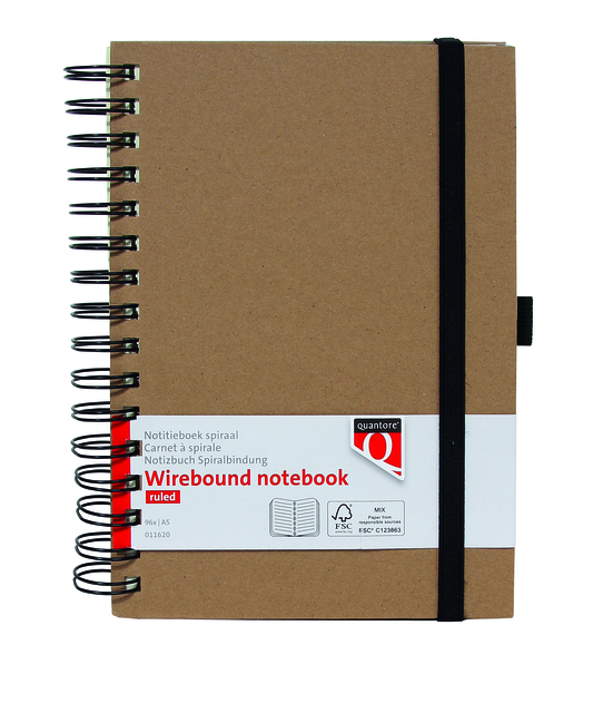 Wirebound notebook Quantore A5 tab kraft