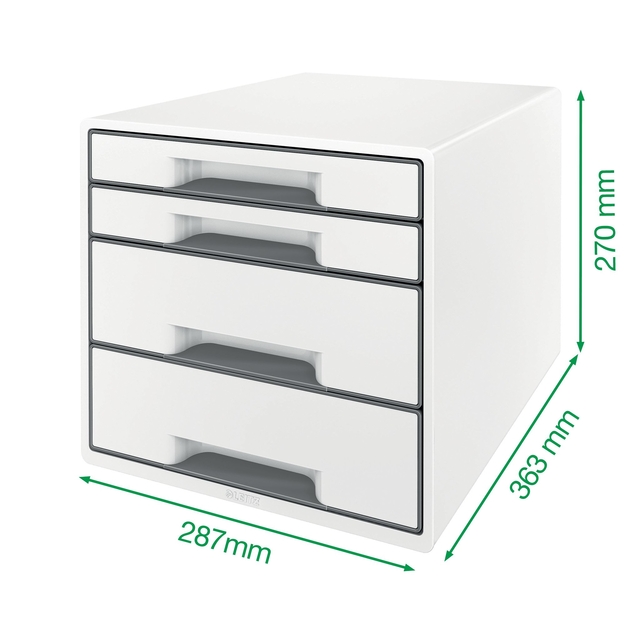 Drawer Cabinet Leitz WOW Cube A4 maxi 4 drawers white/grey