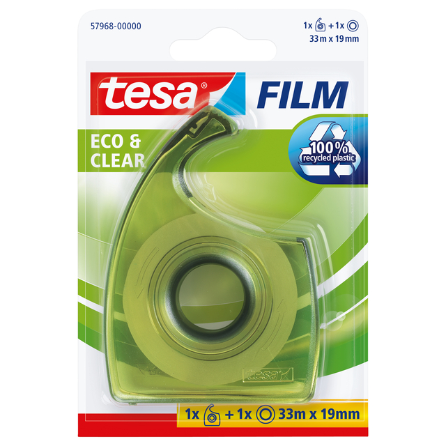 Plakband handdispenser tesafilm® Eco & Clear 33mx19mm transparant bliste