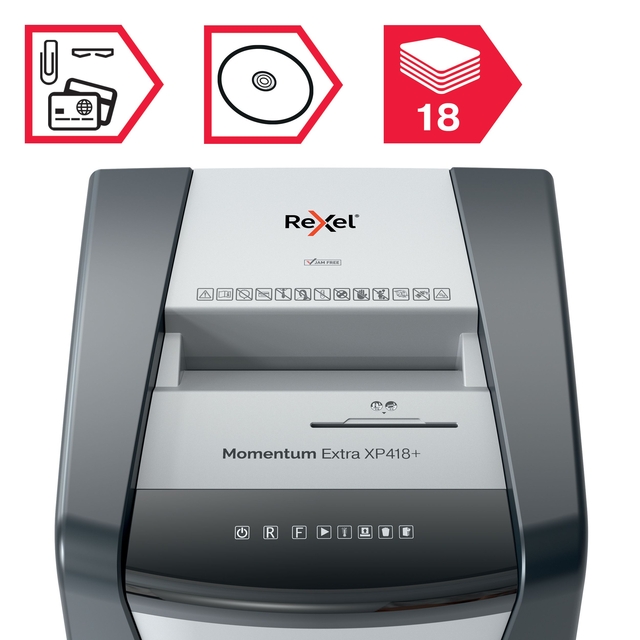 Papiervernietiger Rexel Momentum Extra XP418+ snippers 4x35mm