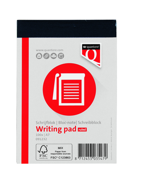 Writing pad Quantore A7 ruled