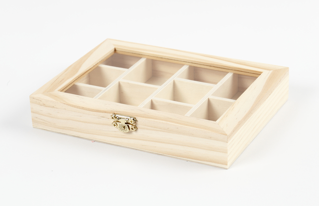 Doos Creativ Company 15.5x20.5x3.5cm hout met glazen deksel