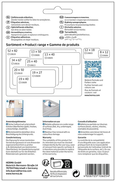 Adhesive labels white Movables 13x40 896 St.
