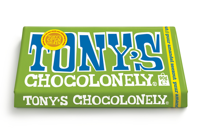 Chocolade Tony's Chocolonely puur amandel zeezout reep 90 gram