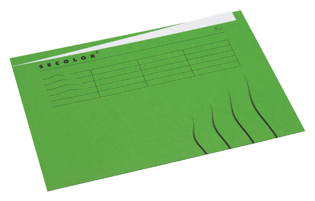 Folding folder Secolor with tabrand A4 100% recycled cardboard 250 gr Green