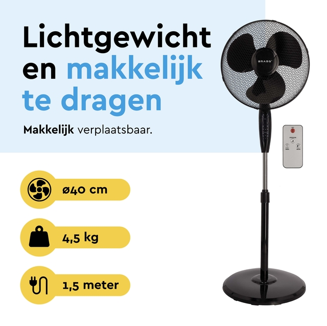 Statiefventilator BRASQ met remote Ø 40cm zwar