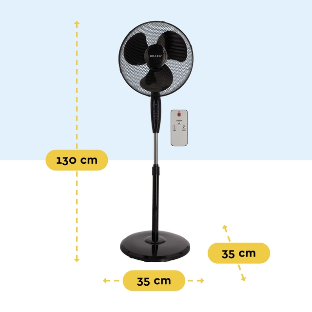 Statiefventilator BRASQ met remote Ø 40cm zwar