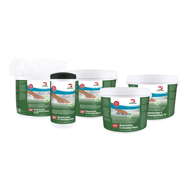 Desinfectiedoekjes Dreumex Disinfectant & Cleaning navulling 800 stuks wit