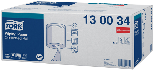 Cleaning paper Tork M2 center feed 1-ply 165m white 130034