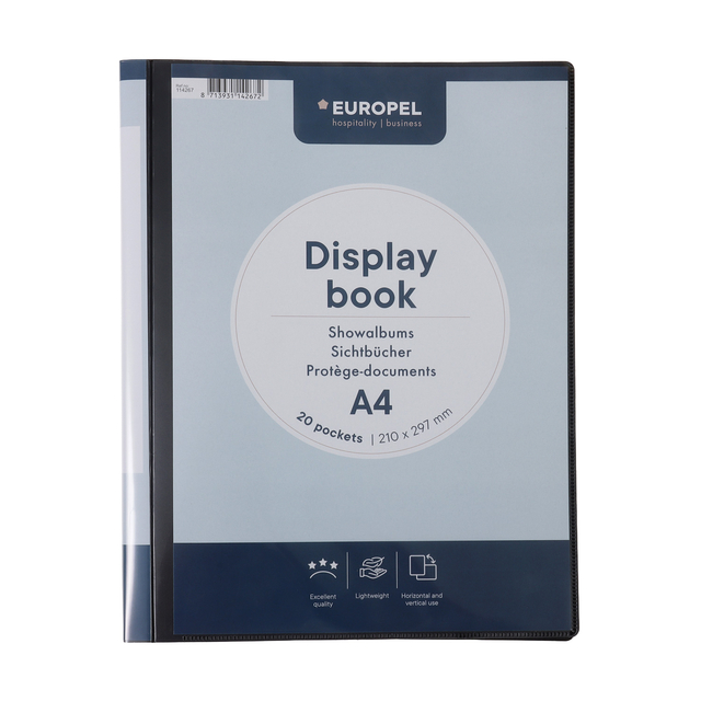 Frontview display book OPUS 2 20 Pockets, black