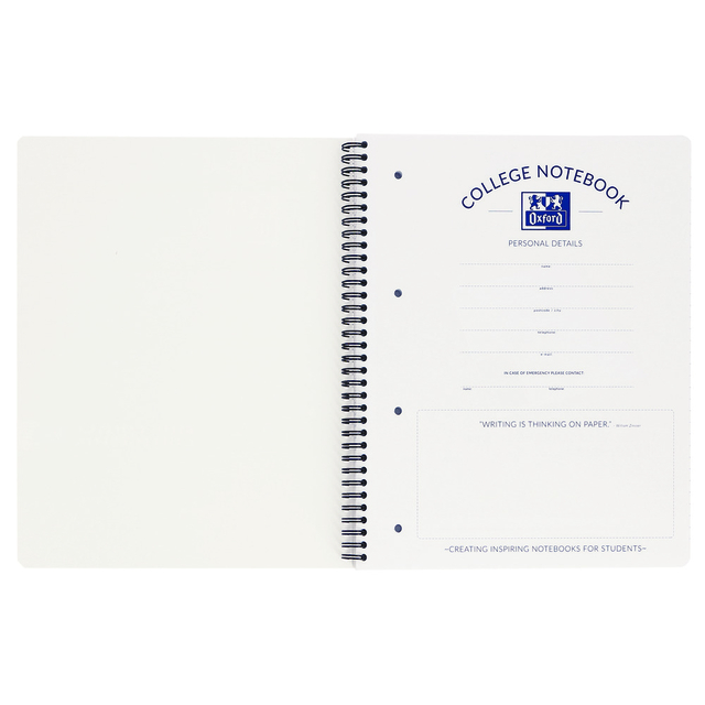 Oxford School A4+ Soft Card Cover Twin Wire 4 Holes Collegeblock Ruled 180 Pages Black Scribzee® Compatibl