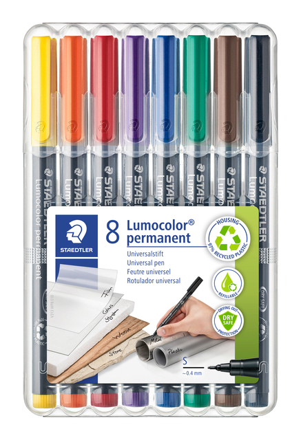 Viltstift Staedtler Lumocolor 313 permanent S set à 8 stuks assort