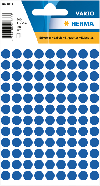 Multi-purpose labels ø 8mm dark blue 540 pcs