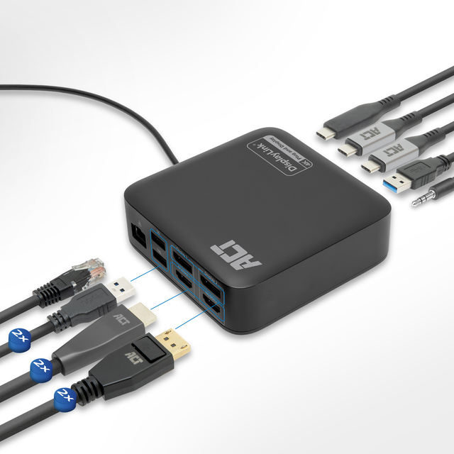 Dockingstation ACT USB-C Dual Monitor met Power Delivery
