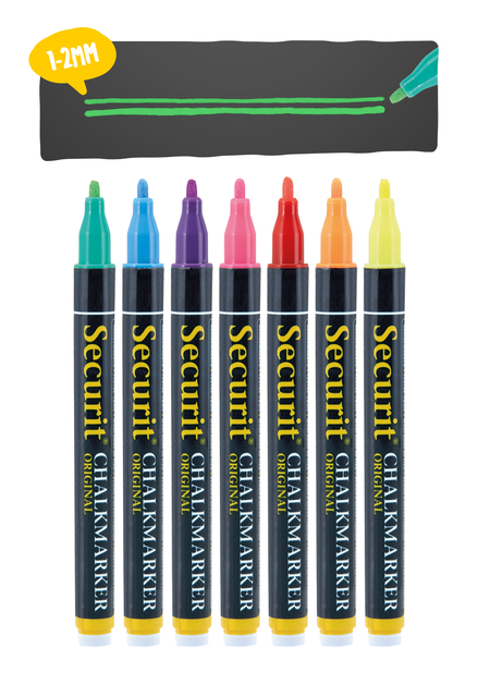 Krijtstift Securit SMA-100 rond ass 1-2mm blister à 7 stuk