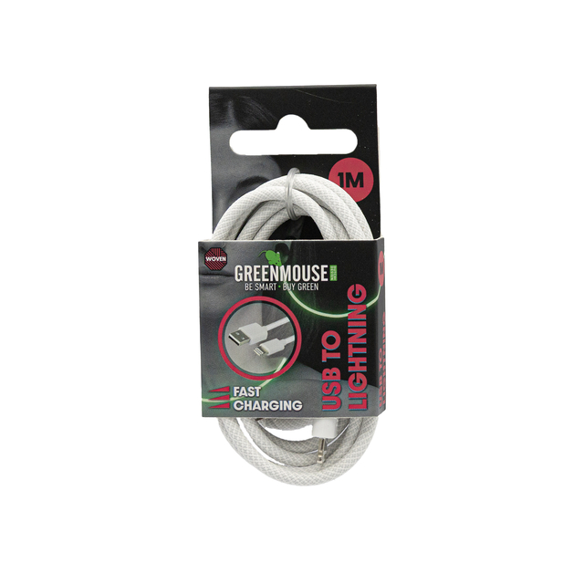 Kabel Green Mouse USB-A to Lightning data Woven 1m blisterverpakking