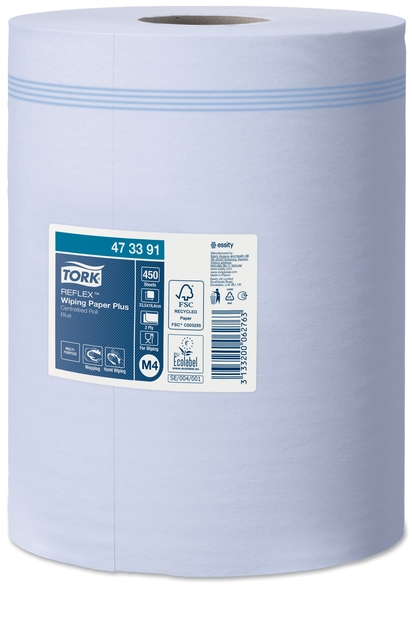 Poetspapier Tork M4 Reflex Plus Advanced 2-laags 450 vel blauw 473391