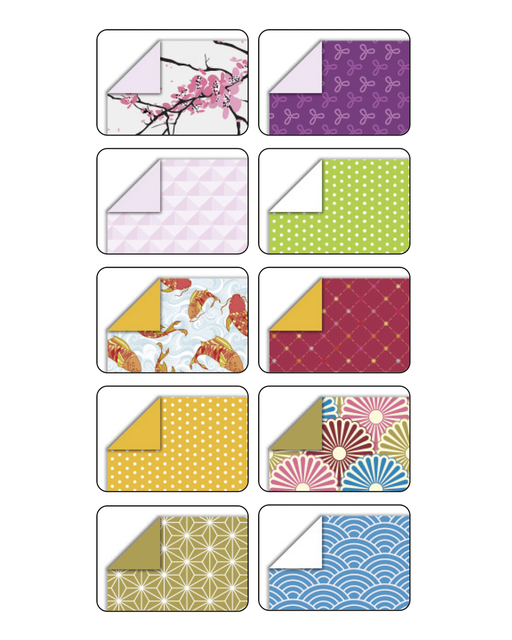 Vouwblaadjes Folia 80gr 15x15cm 50 vel 2-zijdig Japan 10 designs ass