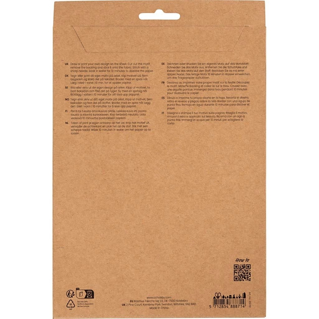 Borduurpapier Creativ Company A5 blister à 8 vellen wit