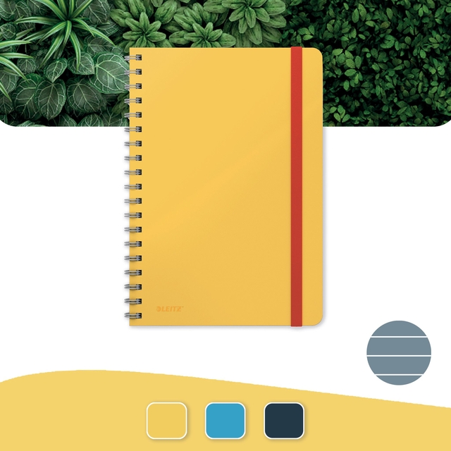 Notitieboek Leitz Cosy B5 160blz 100gr spiraal lijn geel