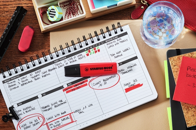 Markeerstift STABILO Boss 70/48 echt rood display à 15 stuks