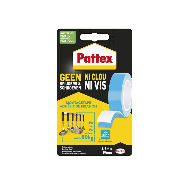 Adhesive tape Pattex Super mounting 20kg double-sided for indoor use