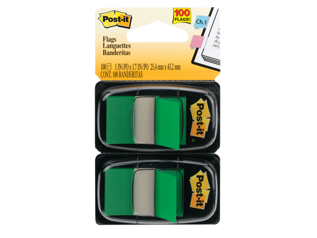 Index tabs 3M Post-it 680 25.4x43.2mm duopack green 100 sheets
