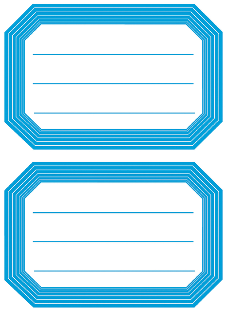 Book labels 82x55mm blue frame lined 6 sh.