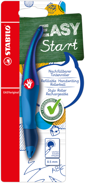 Rollerpen STABILO Easyoriginal rechtshandig holograph edition medium blauw blister à 1 stu
