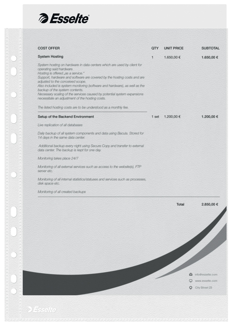 Esselte Pockets Economy A4 56133 Pk.100