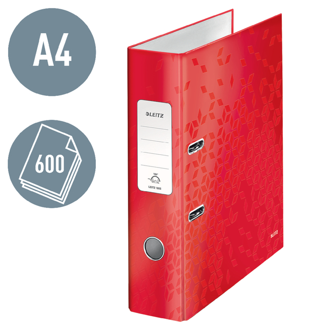 Lever Arch File Leitz  Active WOW 80mm PP A4 red