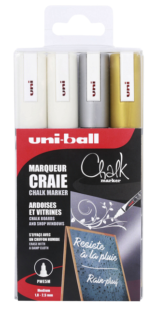 Chalk marker Uni-ball chalk round 1.8-2.5mm assorted set of 4 pieces