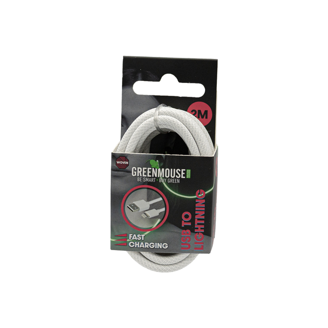 Kabel Green Mouse USB-A to Lightning data Woven 2m blisterverpakking