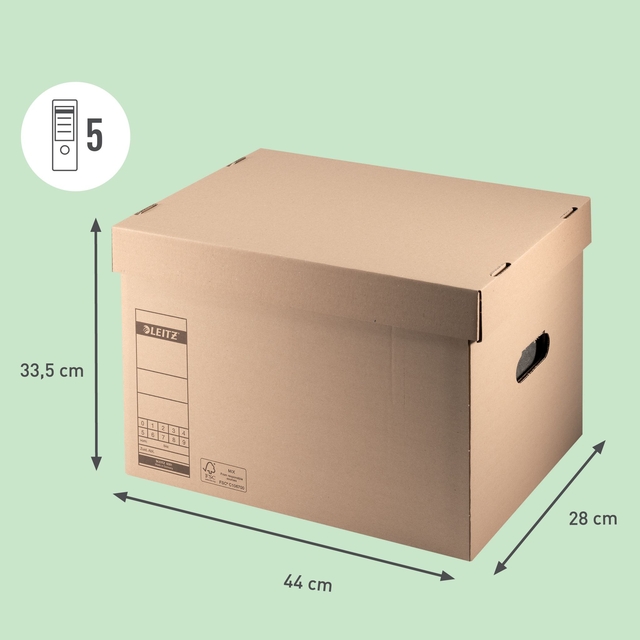 Archief- en transportdoos met deksel Leitz Premium 335x280x440mm natuurbruin