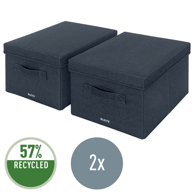 Opbergdoos Leitz gestoffeerd met deksel 285x203x380mm grijs 2 st