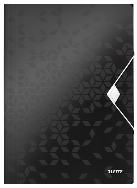 3-Flap Folder Leitz WOW  with elastic band PP black