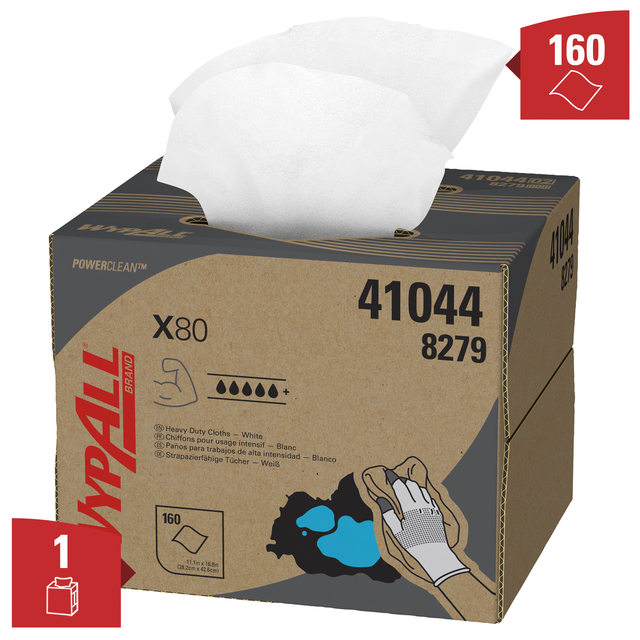 Poetsdoek WypAll X80 PowerClean 426x281mm 160vel dispenserdoos wit 8279