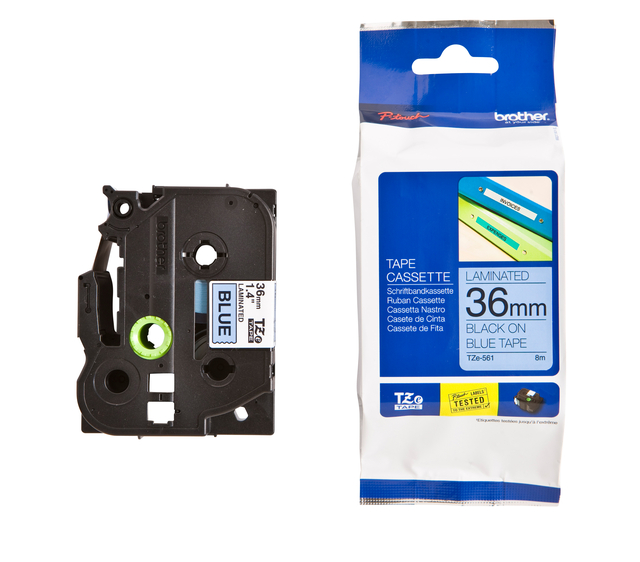 Labeltape Brother P-touch TZe-561 standaard 36mm zwart op blauw