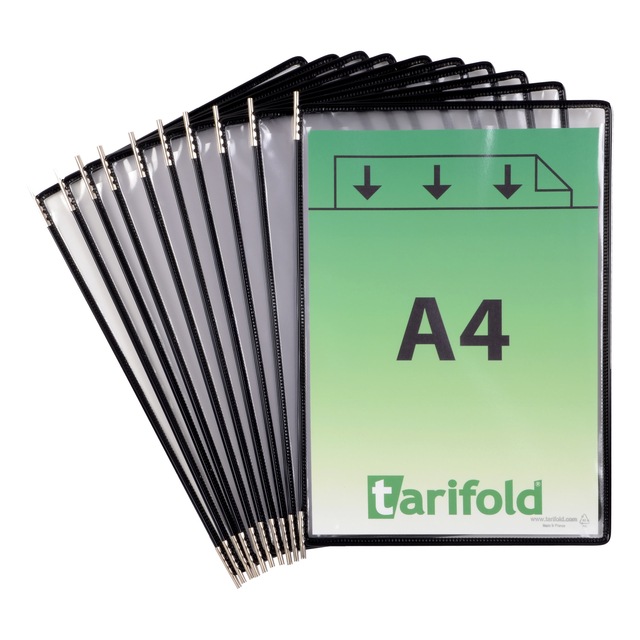 Zichtpaneel Tarifold A4 verticaal zwart 10 stuks
