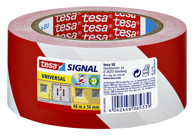 tesa Signal Universal warning - marking tape, 66m:50mm, red-white