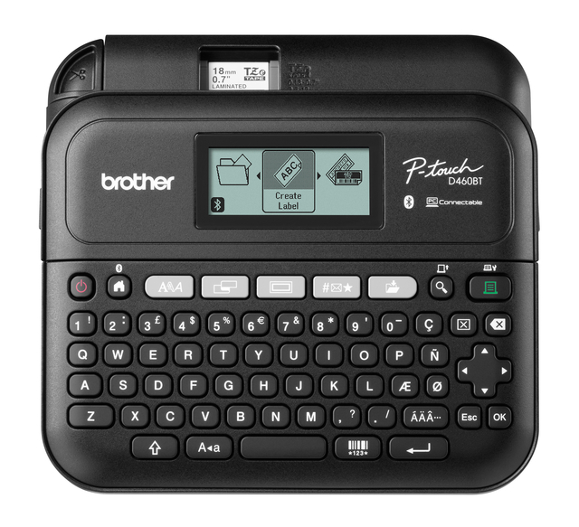 Labelprinter Brother P-touch TZe PT-D460BT desktop qwerty 18mm zwart in koffer