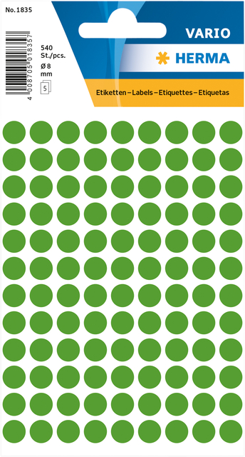 Multi-purpose labels ø 8mm dark green 540 pcs