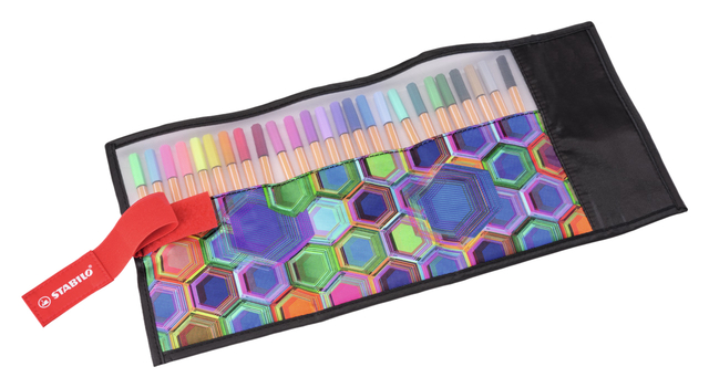 Fineliner STABILO point 88/25 Arty rollerset zwart fijn assorti etui à 25 stuk