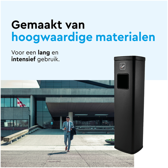 Afvalbak met asbak BRASQ 20 liter AT400 zwart