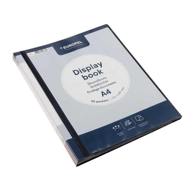 Frontview display book OPUS 2 30 Pockets, black