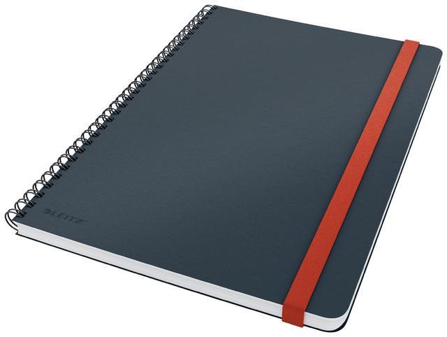 Notitieboek Leitz Cosy B5 160blz 100gr spiraal lijn grijs