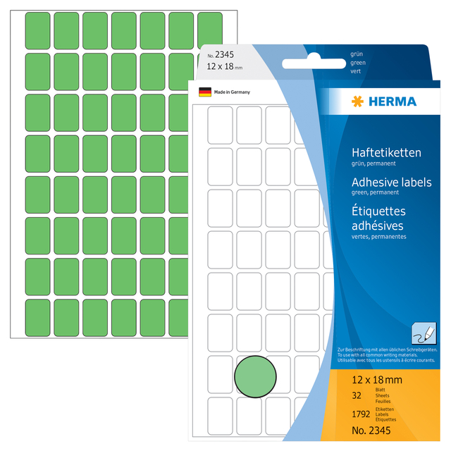 Etiket HERMA 2345 12x18mm groen 1792 stuks