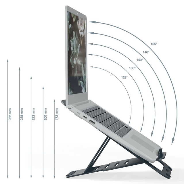 Laptopstandaard Leitz Ergo Aluminium plat verstelbaar